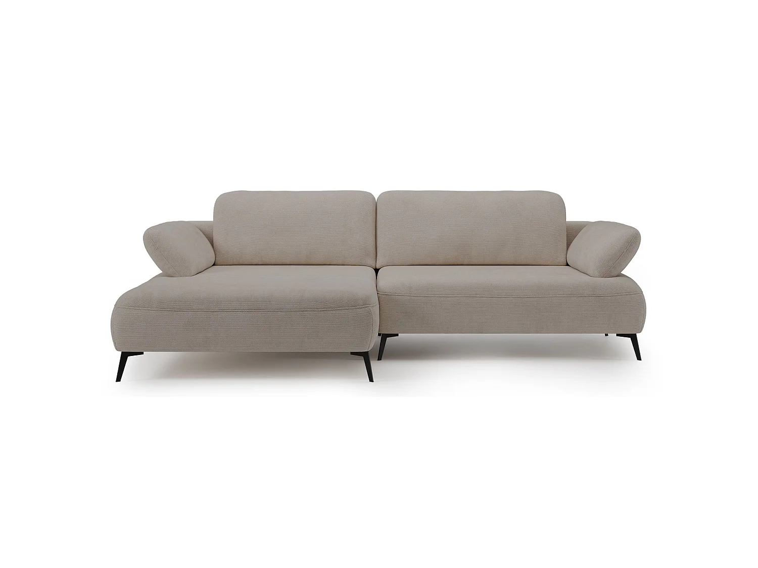 Ecksofa mit Schlaffunktion – Bettkasten – hydrophobe Chenille – linksseitig – Beige – AVOLLA