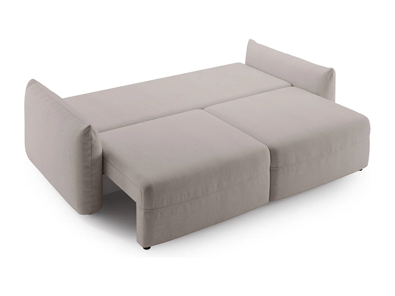 Canapé convertible 3 places – tissu chenille – beige clair – THEOLLA