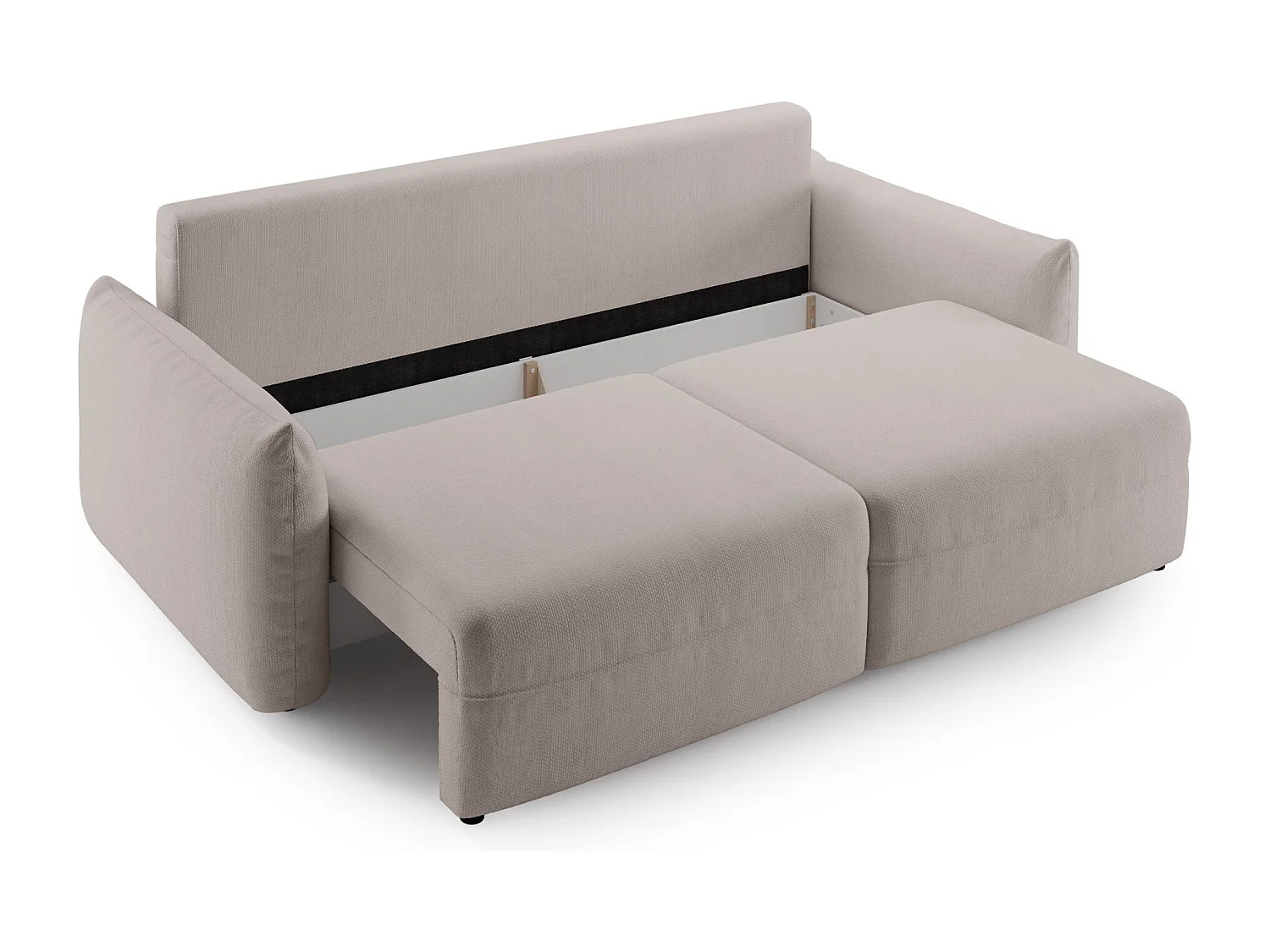 Canapé convertible 3 places – tissu chenille – beige clair – THEOLLA