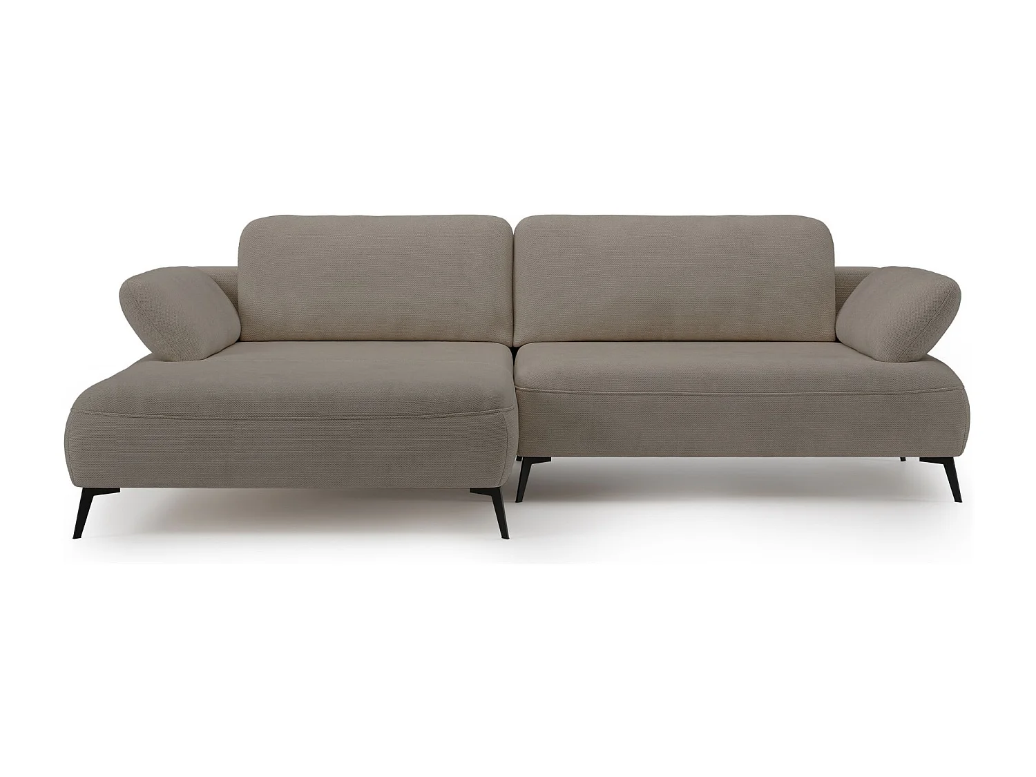 Canapé d’angle convertible – coffre de rangement – chenille hydrofuge – côté gauche – beige foncé – AVOLLA