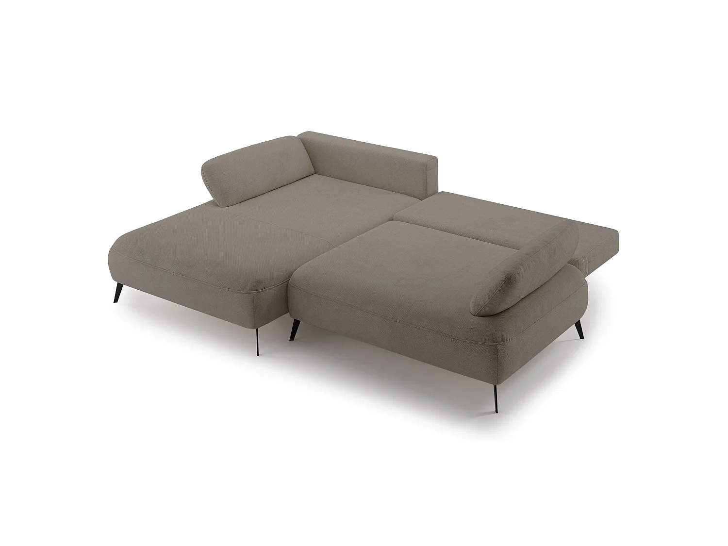 Ecksofa mit Schlaffunktion – Bettkasten – hydrophobe Chenille – linksseitig – Dunkelbeige – AVOLLA
