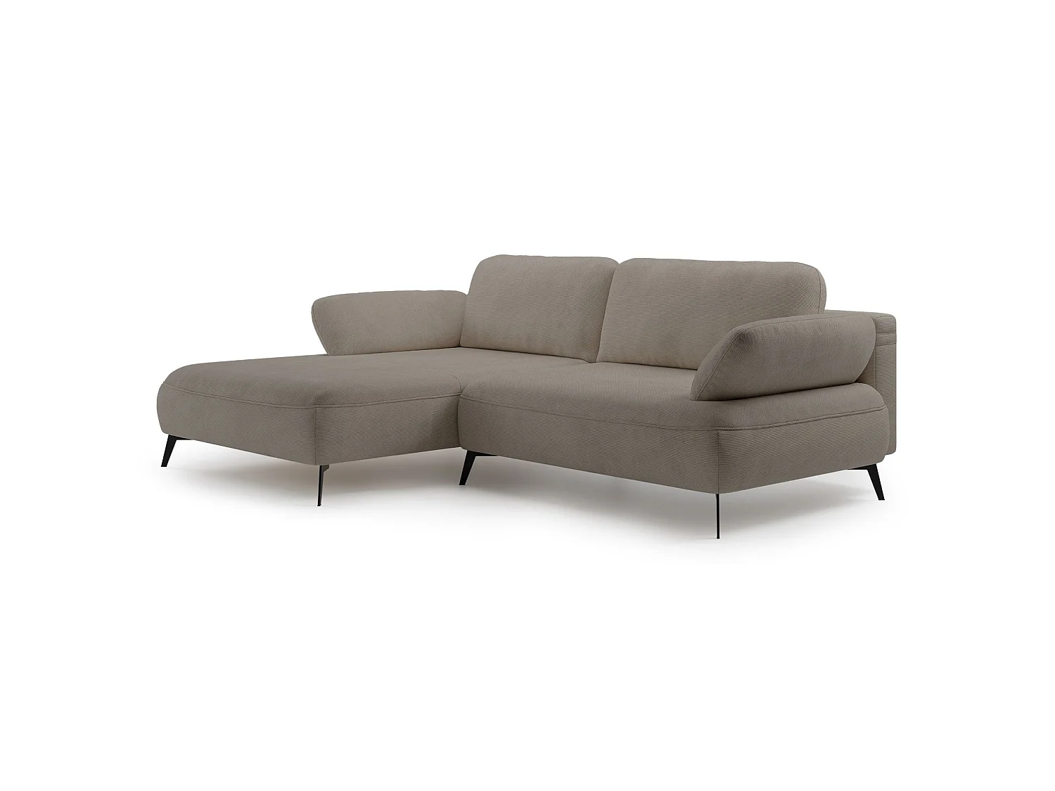 Ecksofa mit Schlaffunktion – Bettkasten – hydrophobe Chenille – linksseitig – Dunkelbeige – AVOLLA
