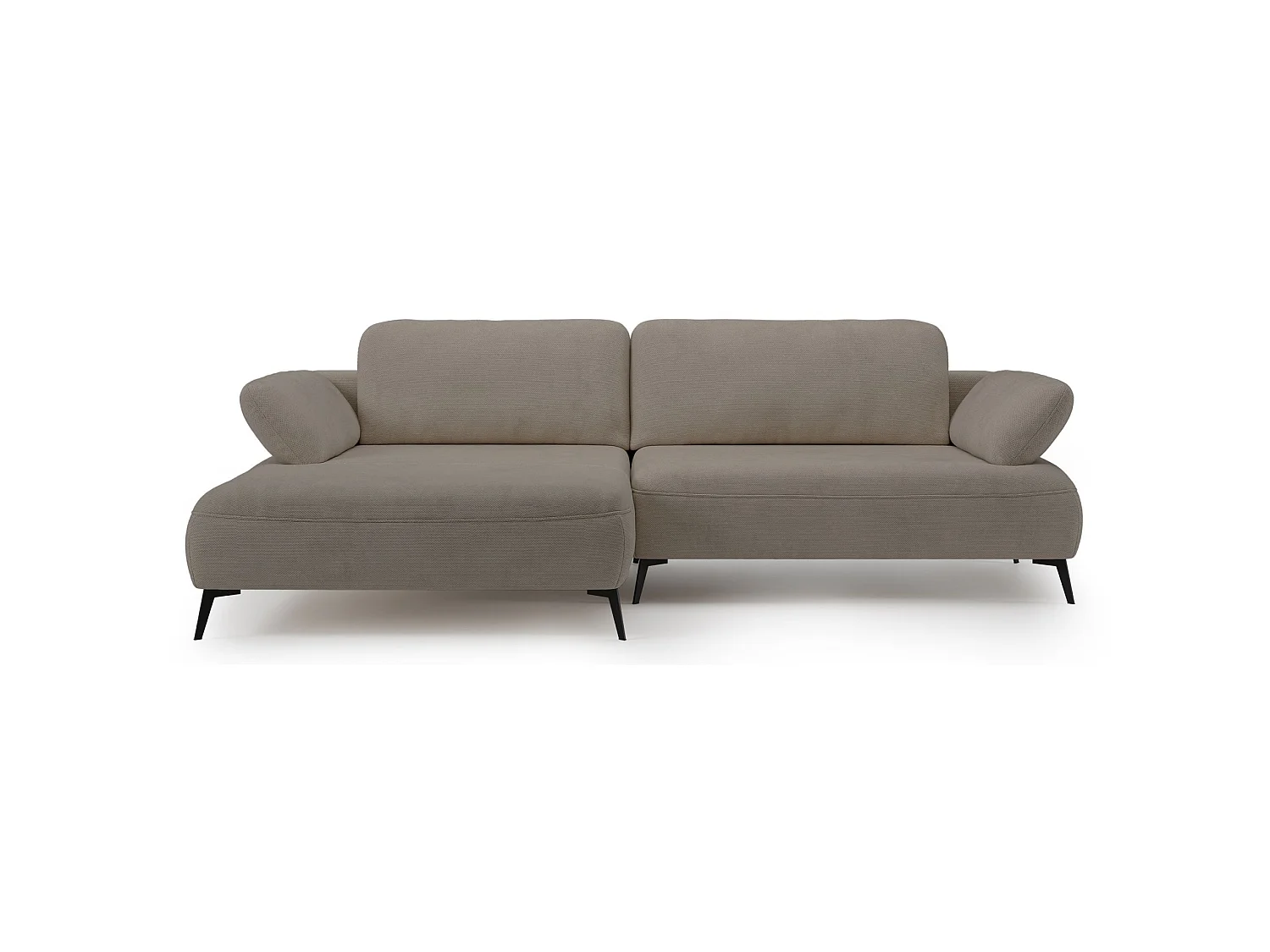 Ecksofa mit Schlaffunktion – Bettkasten – hydrophobe Chenille – linksseitig – Dunkelbeige – AVOLLA