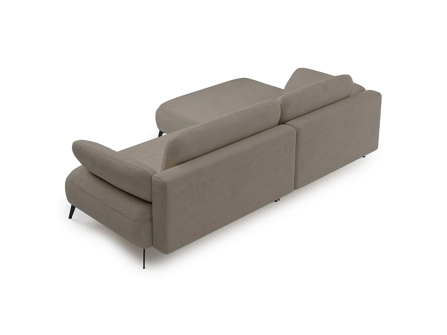 Ecksofa mit Schlaffunktion – Bettkasten – hydrophobe Chenille – linksseitig – Dunkelbeige – AVOLLA