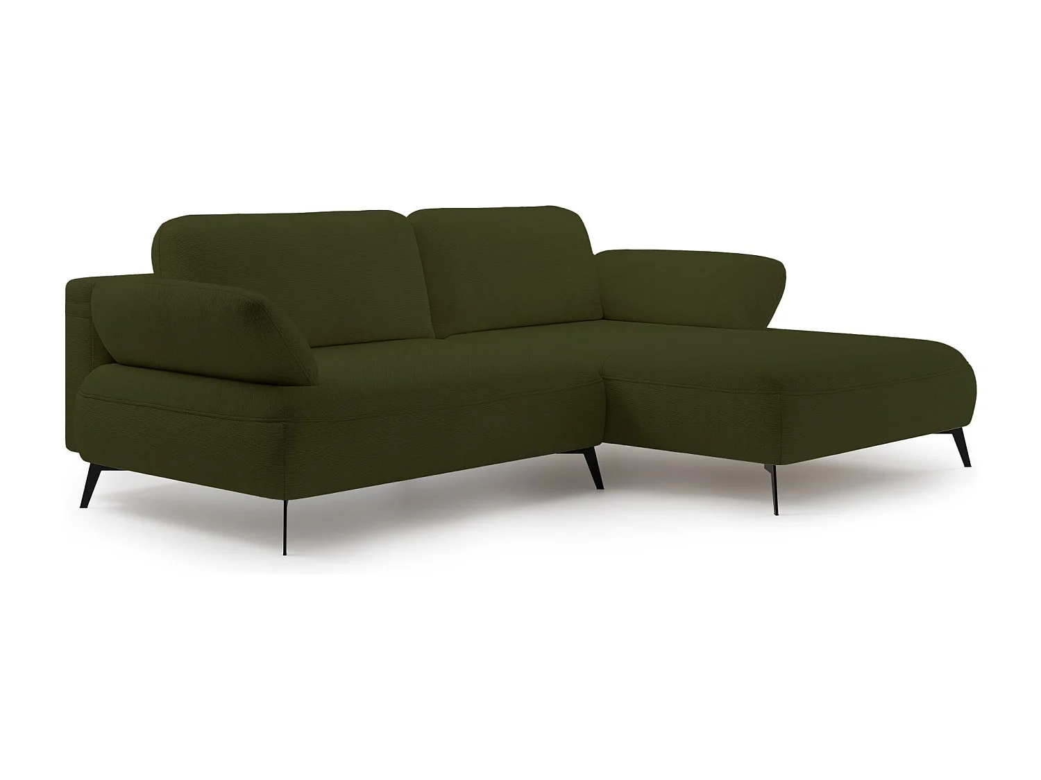 Canapé d’angle convertible – coffre de rangement – chenille hydrofuge – côté droit – vert olive – AVOLLA