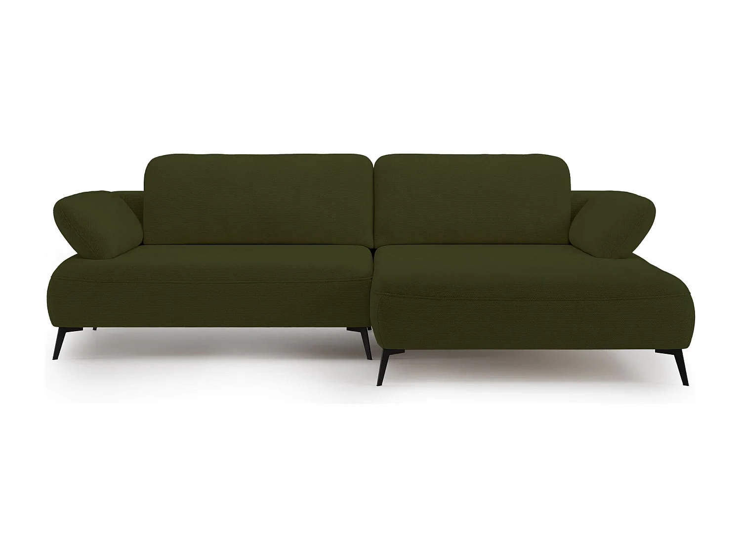 Canapé d’angle convertible – coffre de rangement – chenille hydrofuge – côté droit – vert olive – AVOLLA