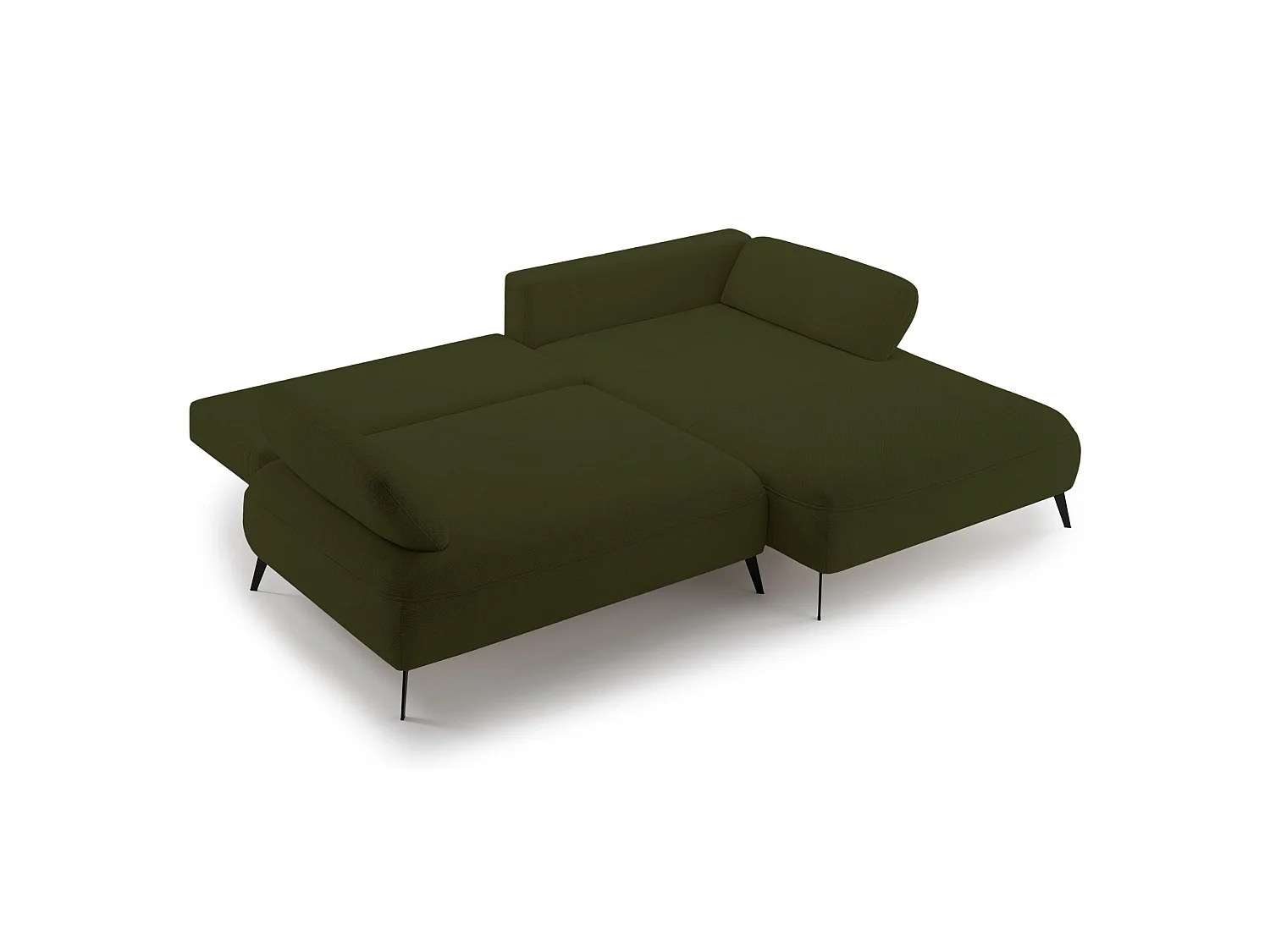 Ecksofa mit Schlaffunktion – Bettkasten – hydrophobe Chenille – rechtsseitig – Olivgrün – AVOLLA