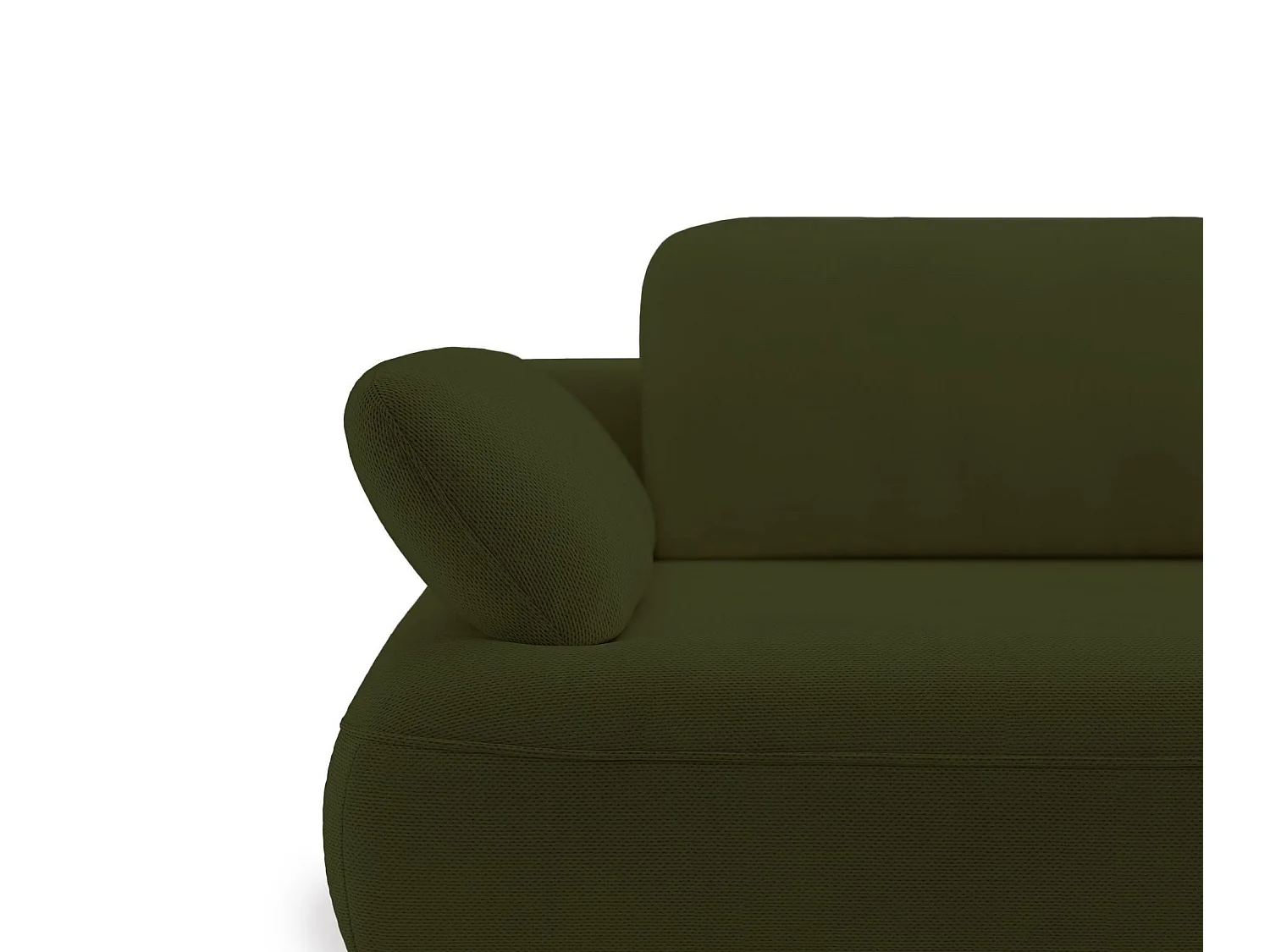 Ecksofa mit Schlaffunktion – Bettkasten – hydrophobe Chenille – rechtsseitig – Olivgrün – AVOLLA