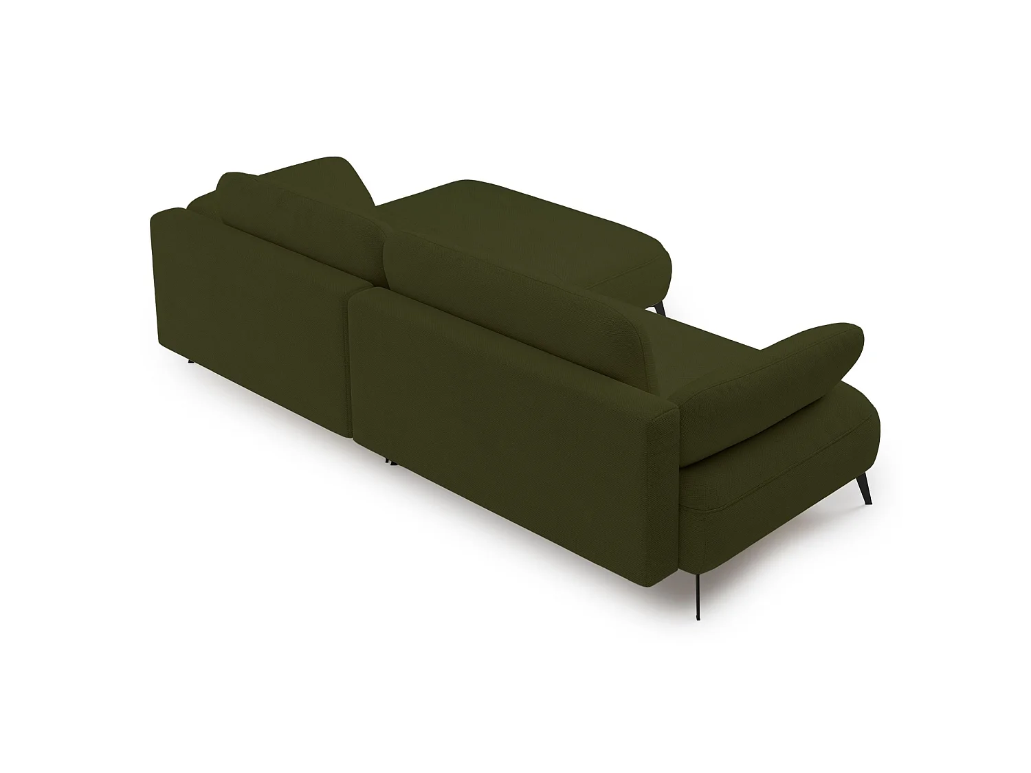 Ecksofa mit Schlaffunktion – Bettkasten – hydrophobe Chenille – rechtsseitig – Olivgrün – AVOLLA