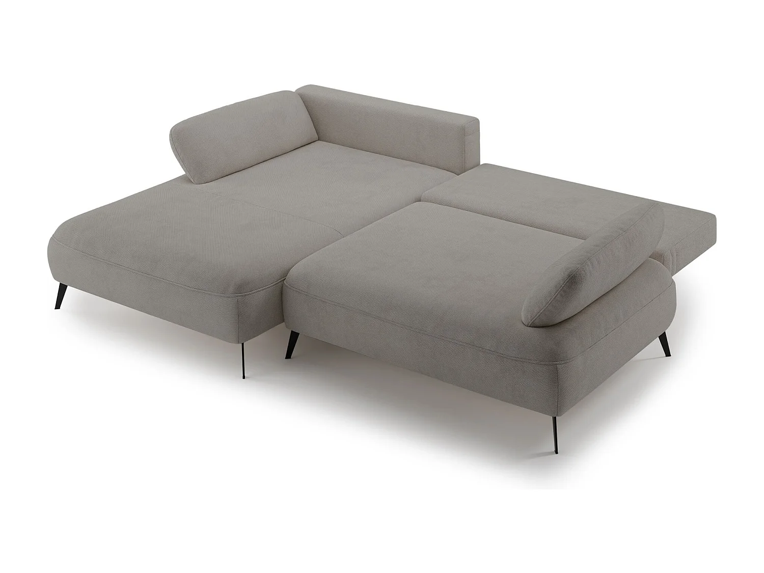 Canapé d’angle convertible – coffre de rangement – chenille hydrofuge – côté gauche – gris beige – AVOLLA