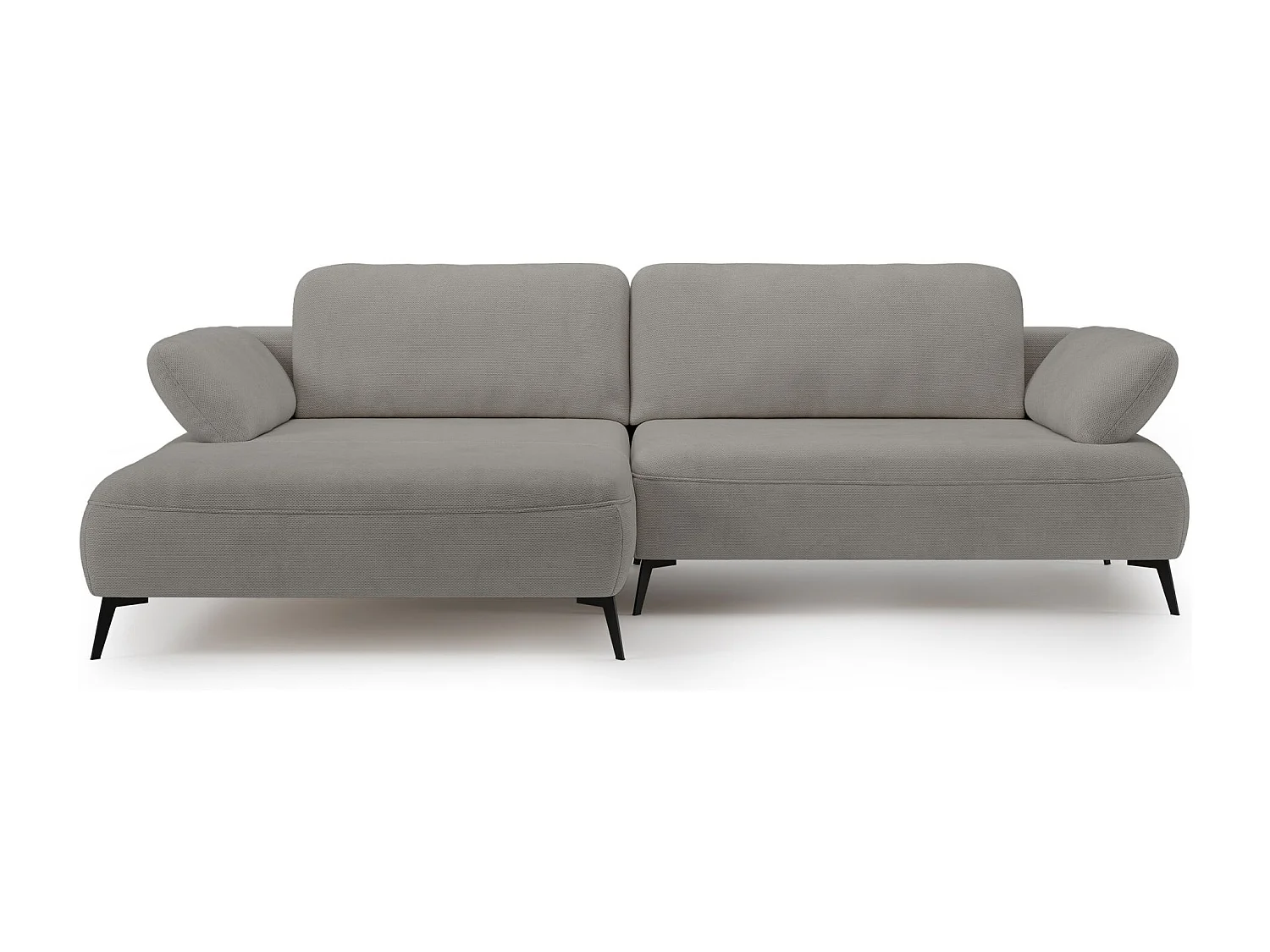 Canapé d’angle convertible – coffre de rangement – chenille hydrofuge – côté gauche – gris beige – AVOLLA