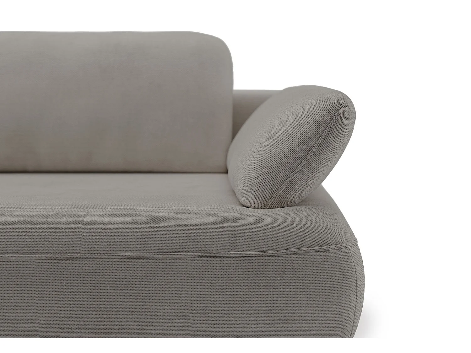 Canapé d’angle convertible – coffre de rangement – chenille hydrofuge – côté gauche – gris beige – AVOLLA