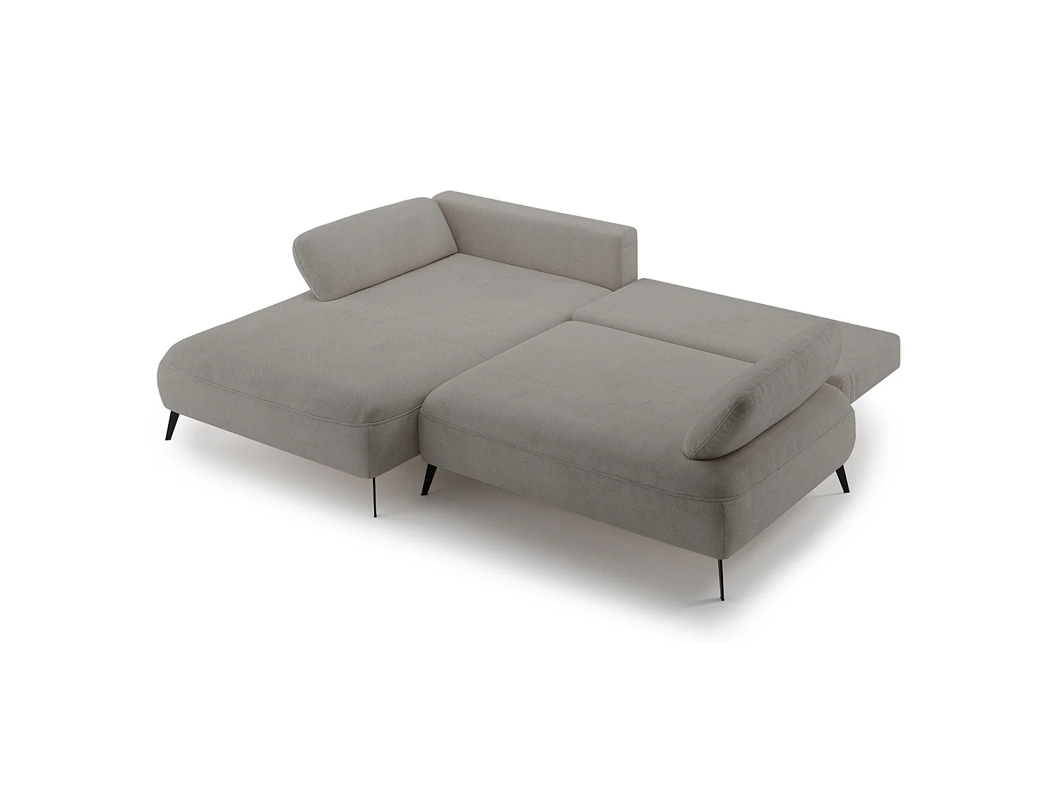 Ecksofa mit Schlaffunktion – Bettkasten – hydrophobe Chenille – linksseitig – Graubeige – AVOLLA