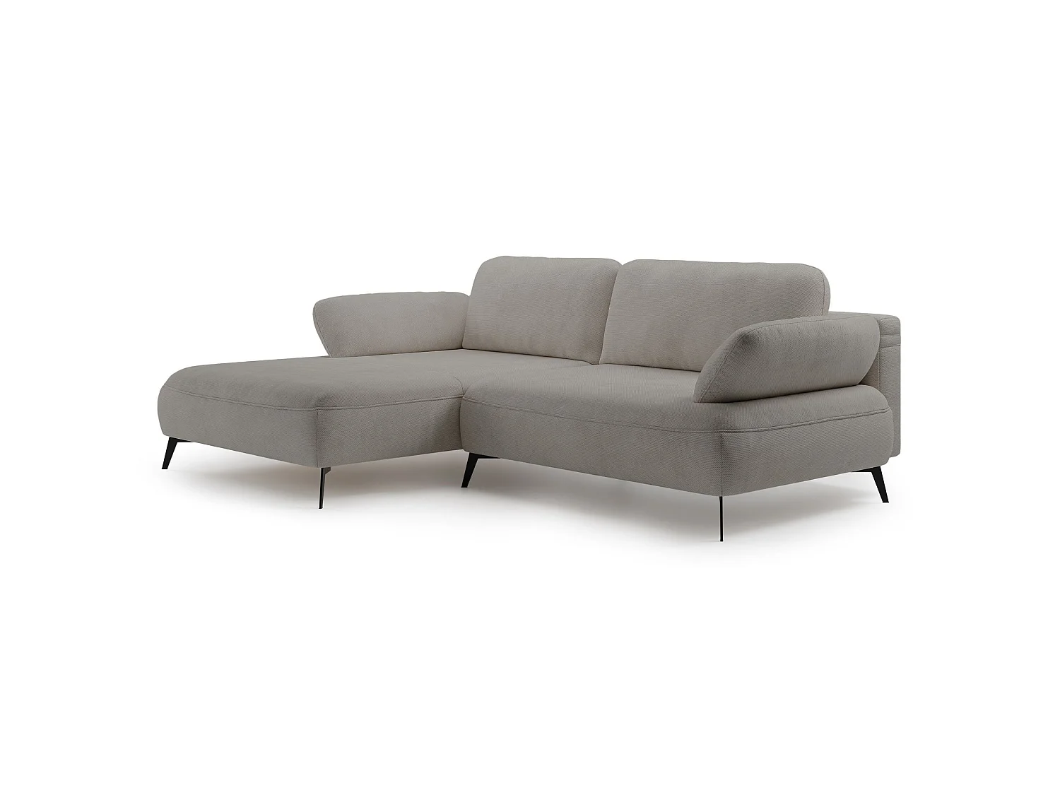 Ecksofa mit Schlaffunktion – Bettkasten – hydrophobe Chenille – linksseitig – Graubeige – AVOLLA