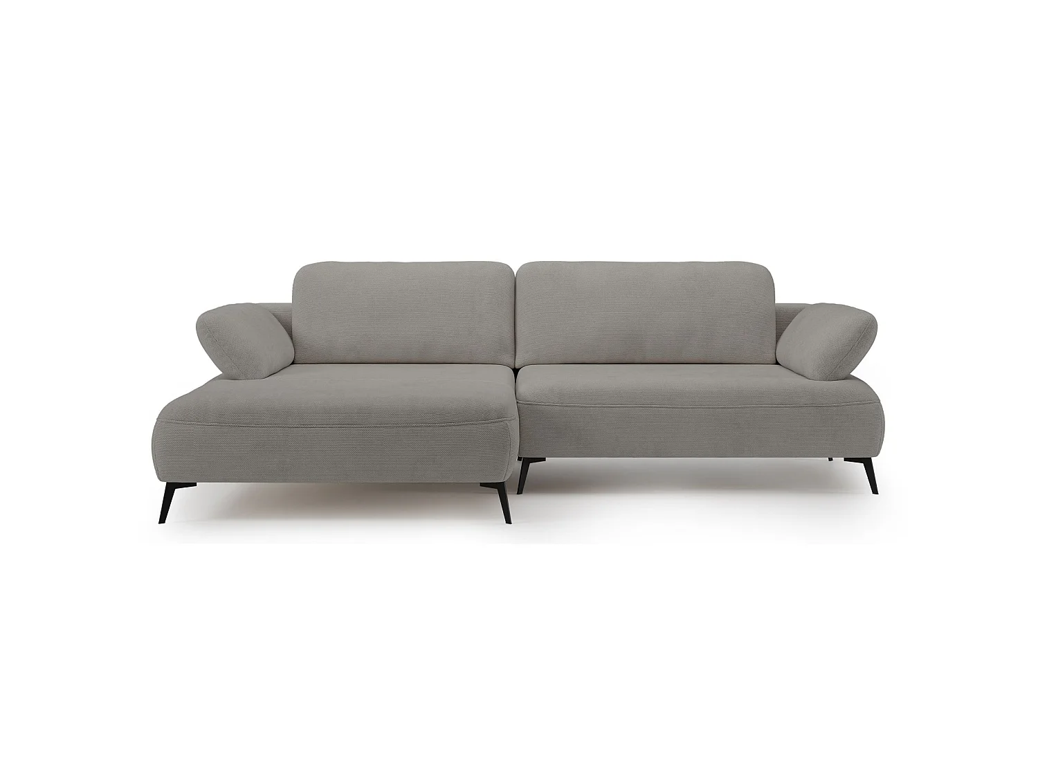 Ecksofa mit Schlaffunktion – Bettkasten – hydrophobe Chenille – linksseitig – Graubeige – AVOLLA