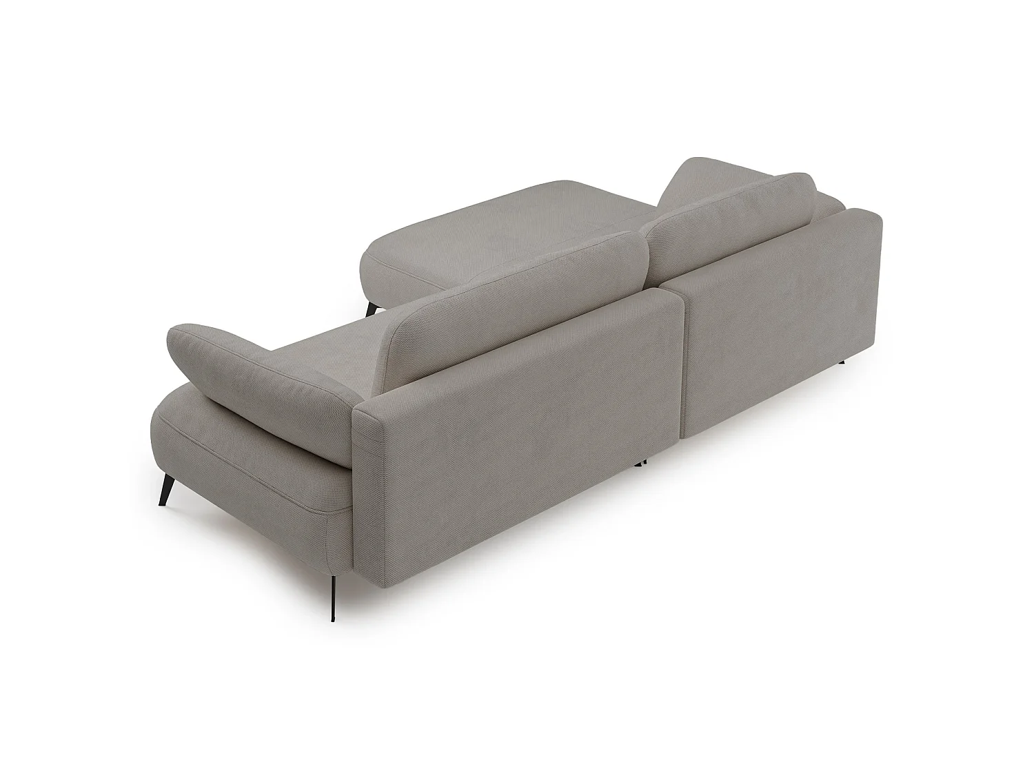 Ecksofa mit Schlaffunktion – Bettkasten – hydrophobe Chenille – linksseitig – Graubeige – AVOLLA