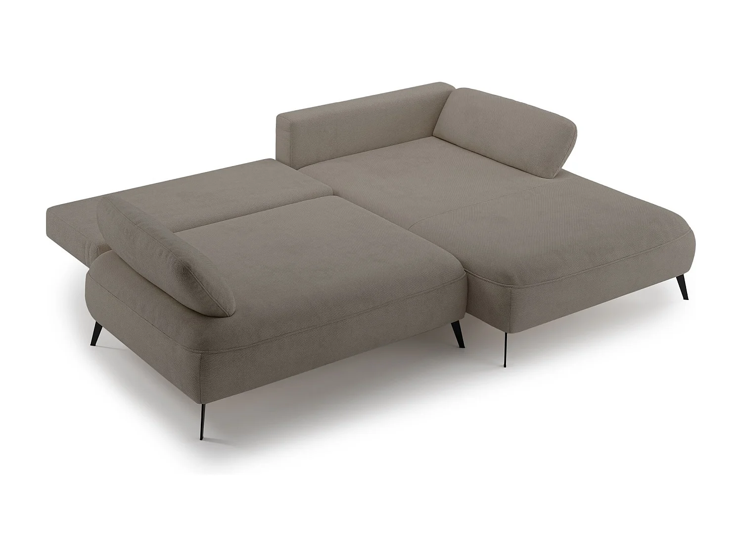 Canapé d’angle convertible – coffre de rangement – chenille hydrofuge – côté droit – beige foncé – AVOLLA