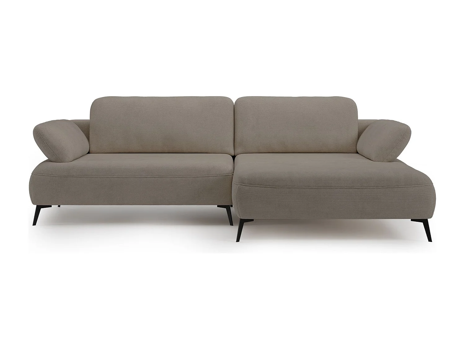 Canapé d’angle convertible – coffre de rangement – chenille hydrofuge – côté droit – beige foncé – AVOLLA