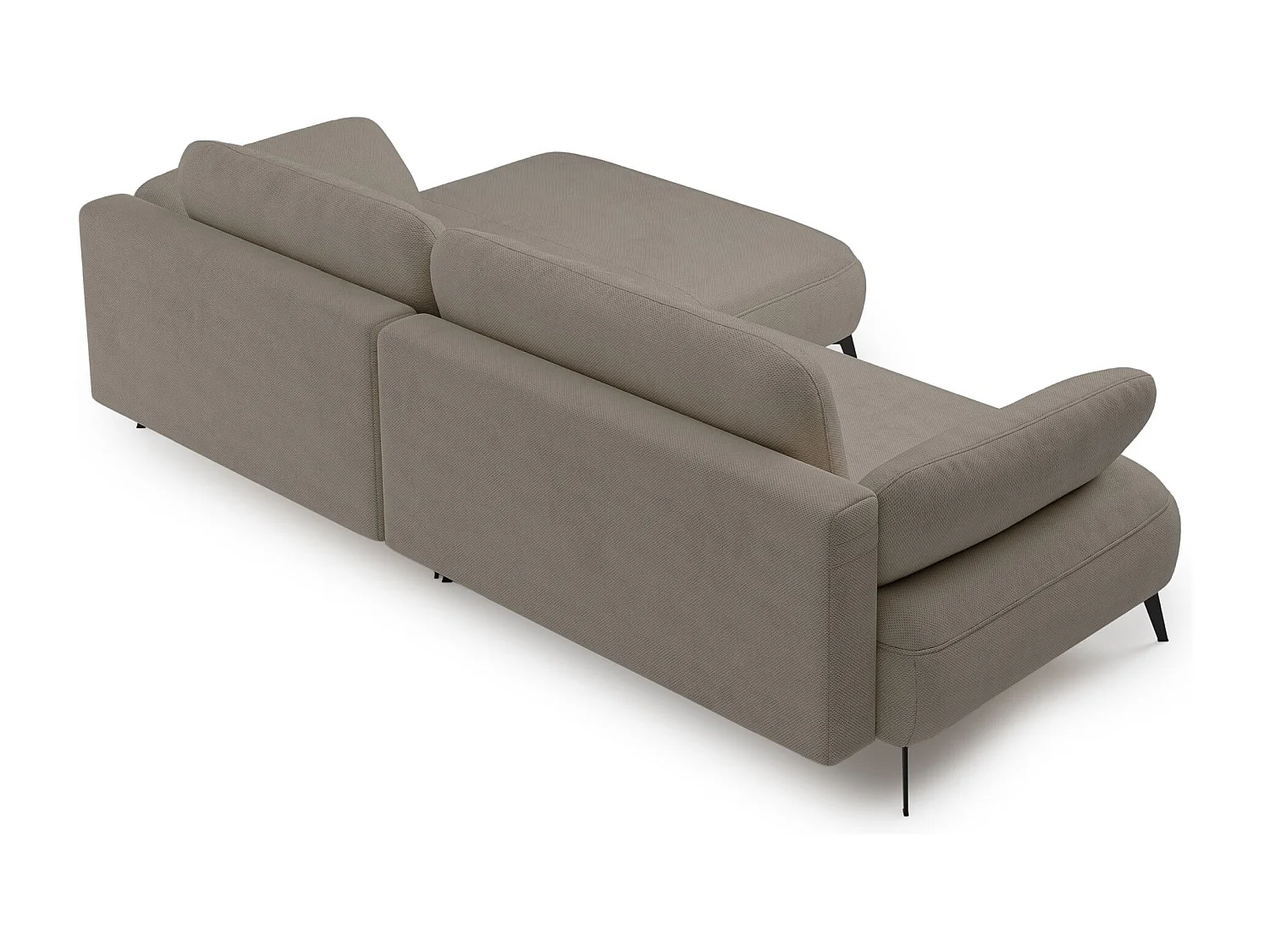 Canapé d’angle convertible – coffre de rangement – chenille hydrofuge – côté droit – beige foncé – AVOLLA