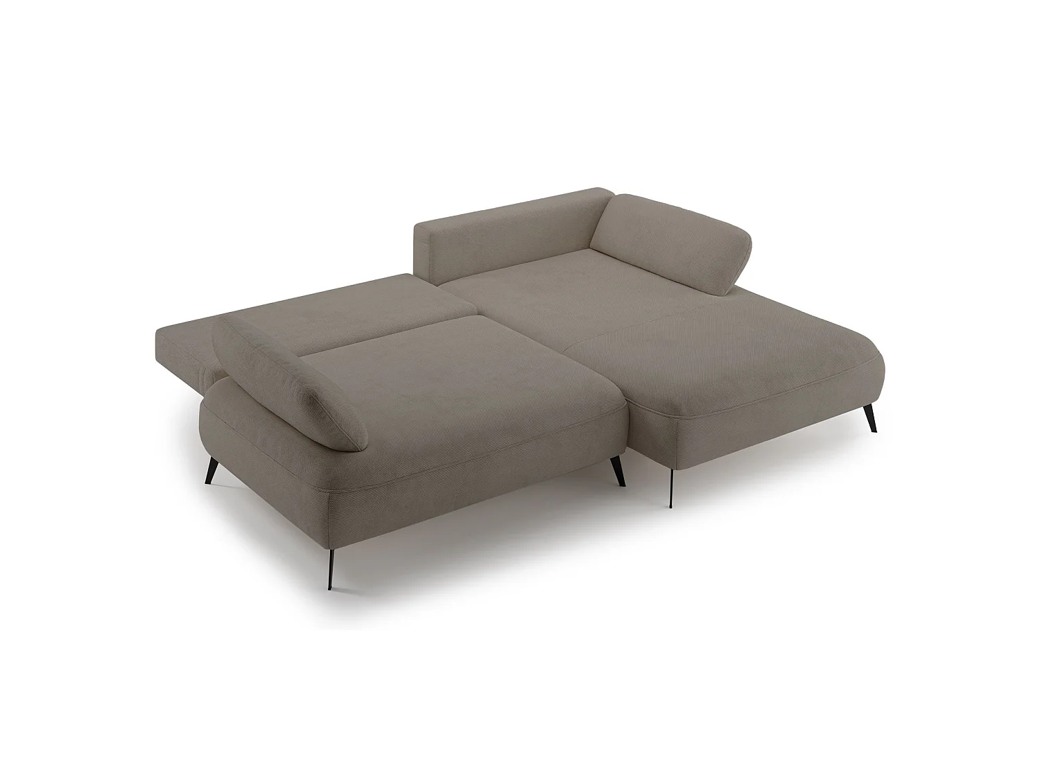 Ecksofa mit Schlaffunktion – Bettkasten – hydrophobe Chenille – rechtsseitig – Dunkelbeige – AVOLLA