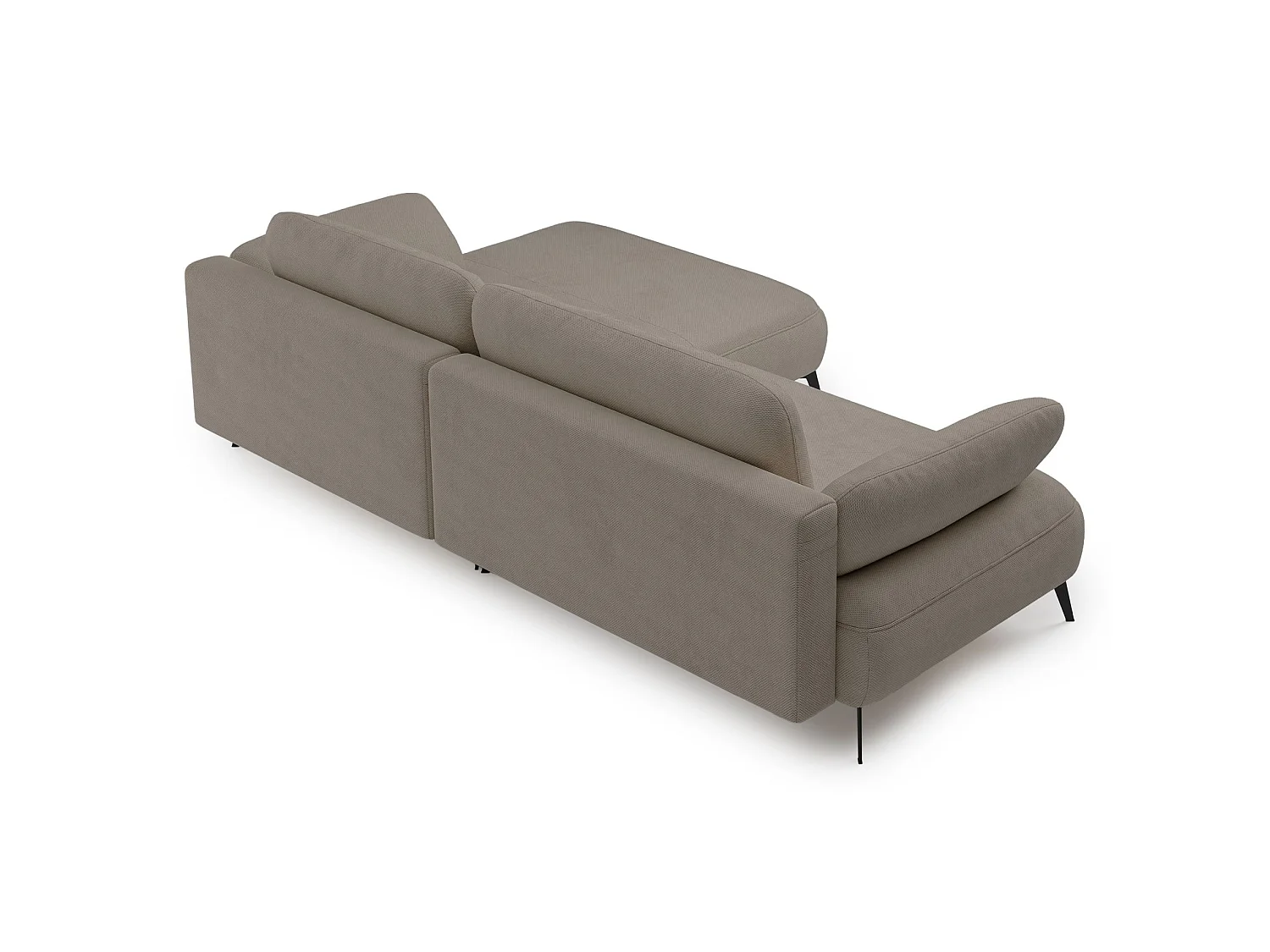 Ecksofa mit Schlaffunktion – Bettkasten – hydrophobe Chenille – rechtsseitig – Dunkelbeige – AVOLLA