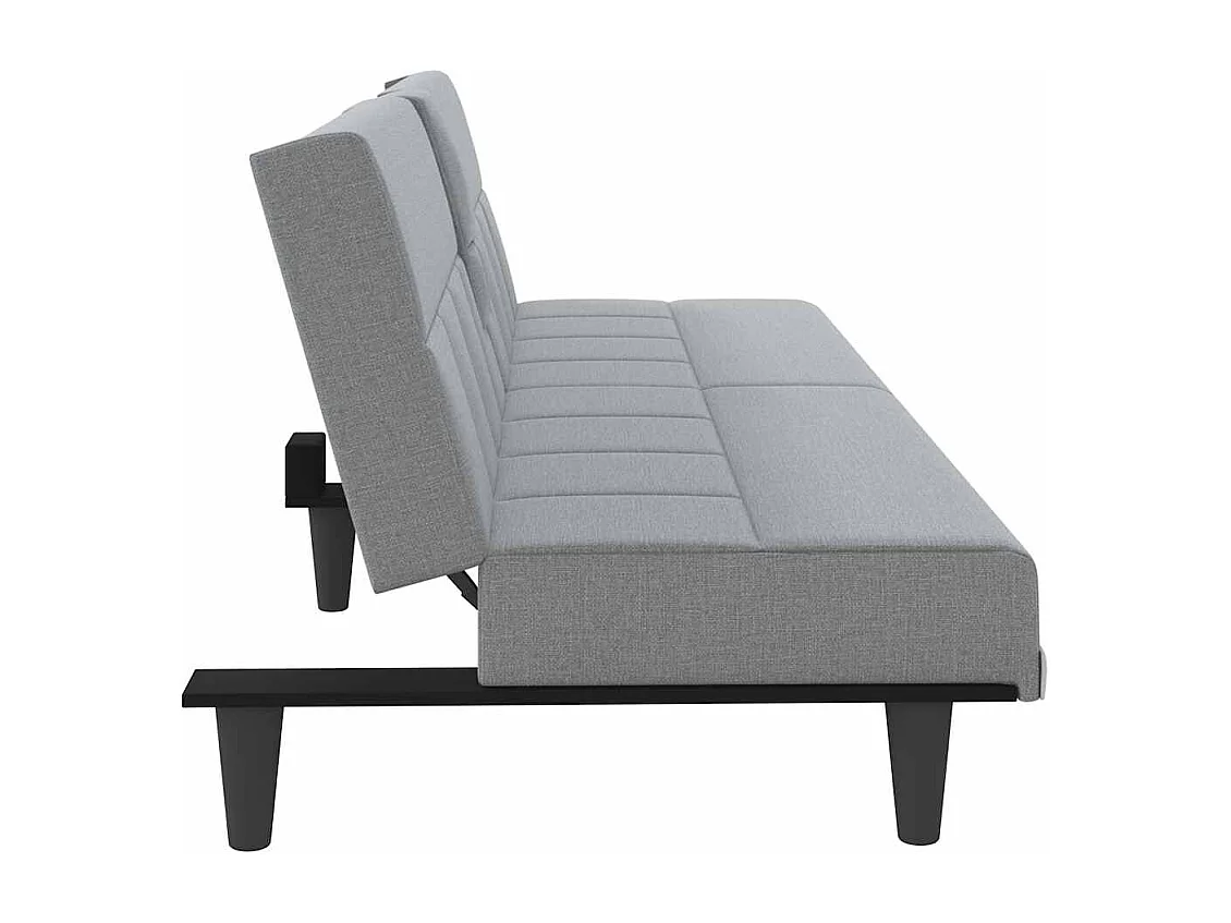 Slaapbank met bekerhouders stof lichtgrijs