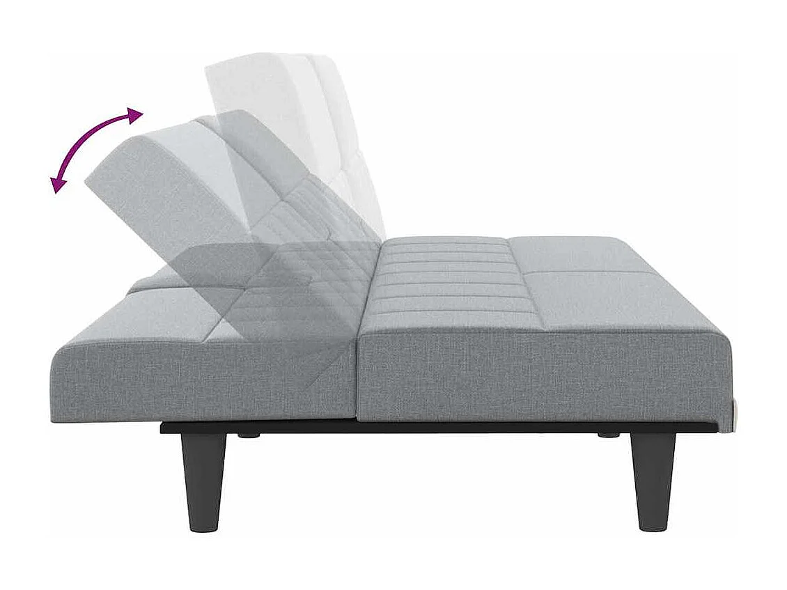 Slaapbank met bekerhouders stof lichtgrijs