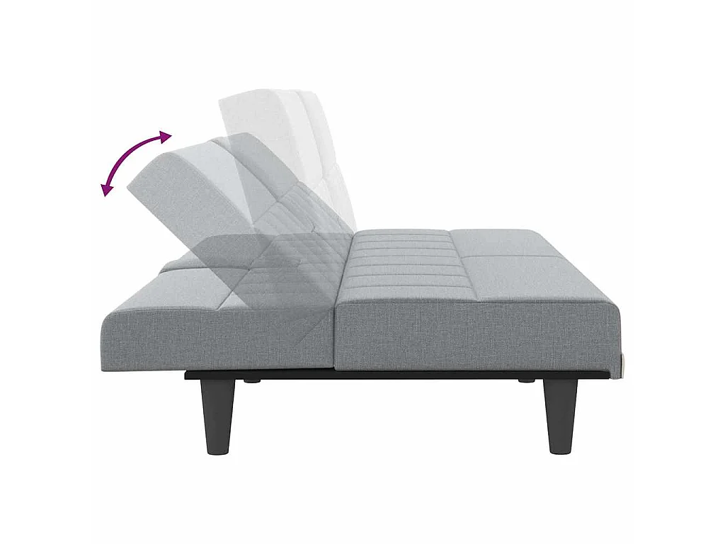 Slaapbank met bekerhouders stof lichtgrijs