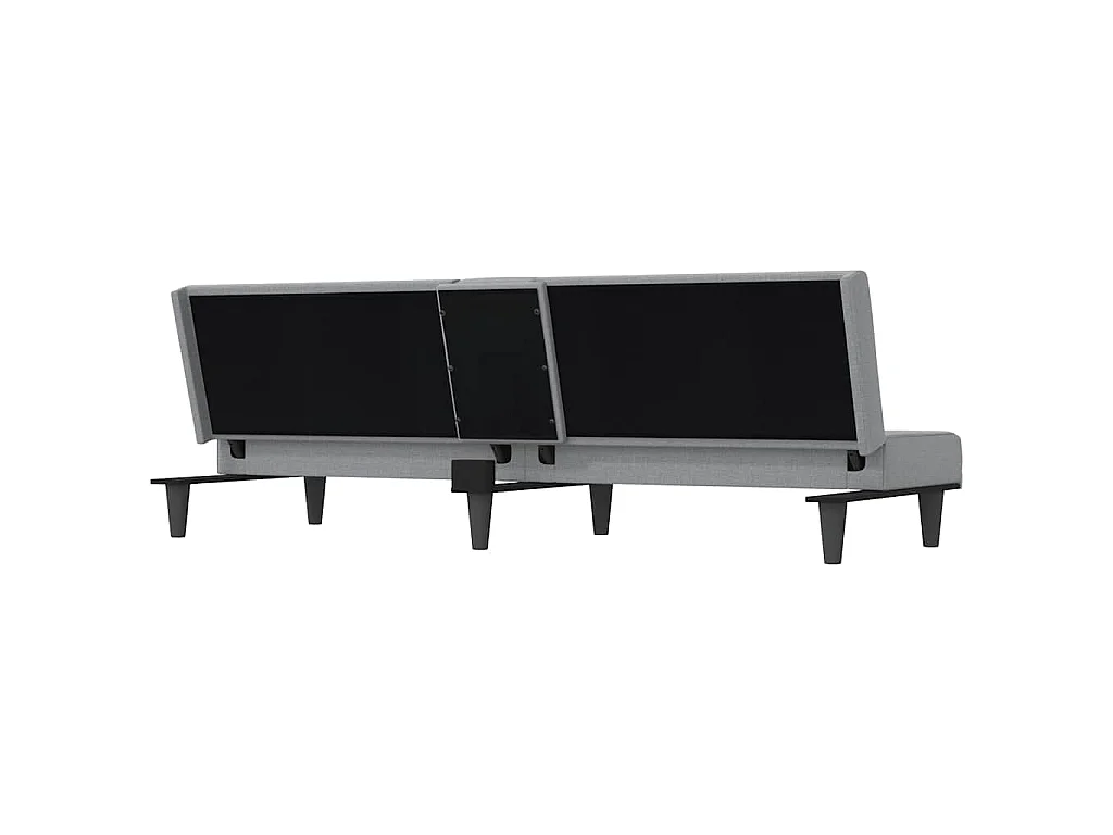 Canapé convertible clic-clac 2 places avec porte-gobelet en tissu gris clair