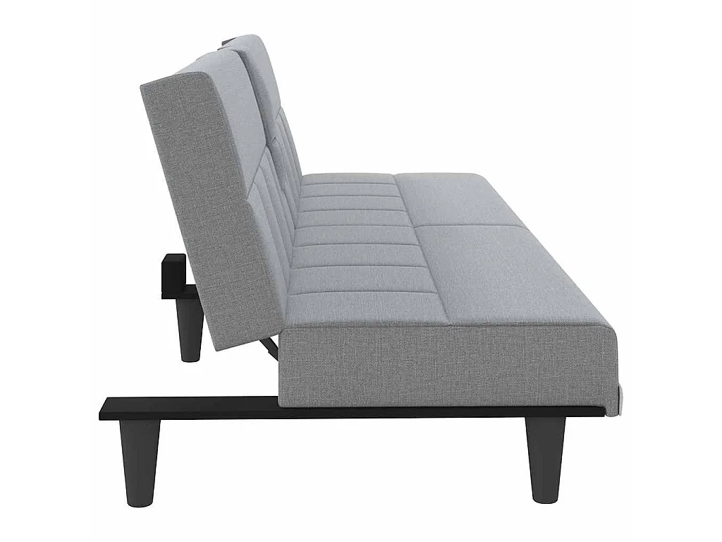 Canapé convertible clic-clac 2 places avec porte-gobelet en tissu gris clair