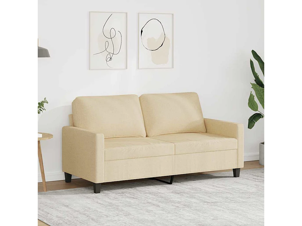 Canapé à 2 places Crème 140 cm Tissu