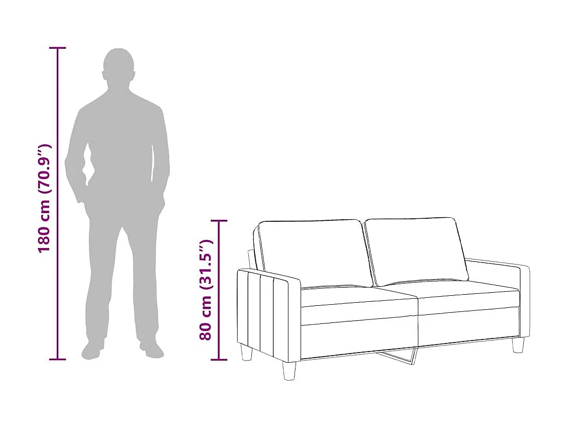 Canapé à 2 places Crème 140 cm Tissu