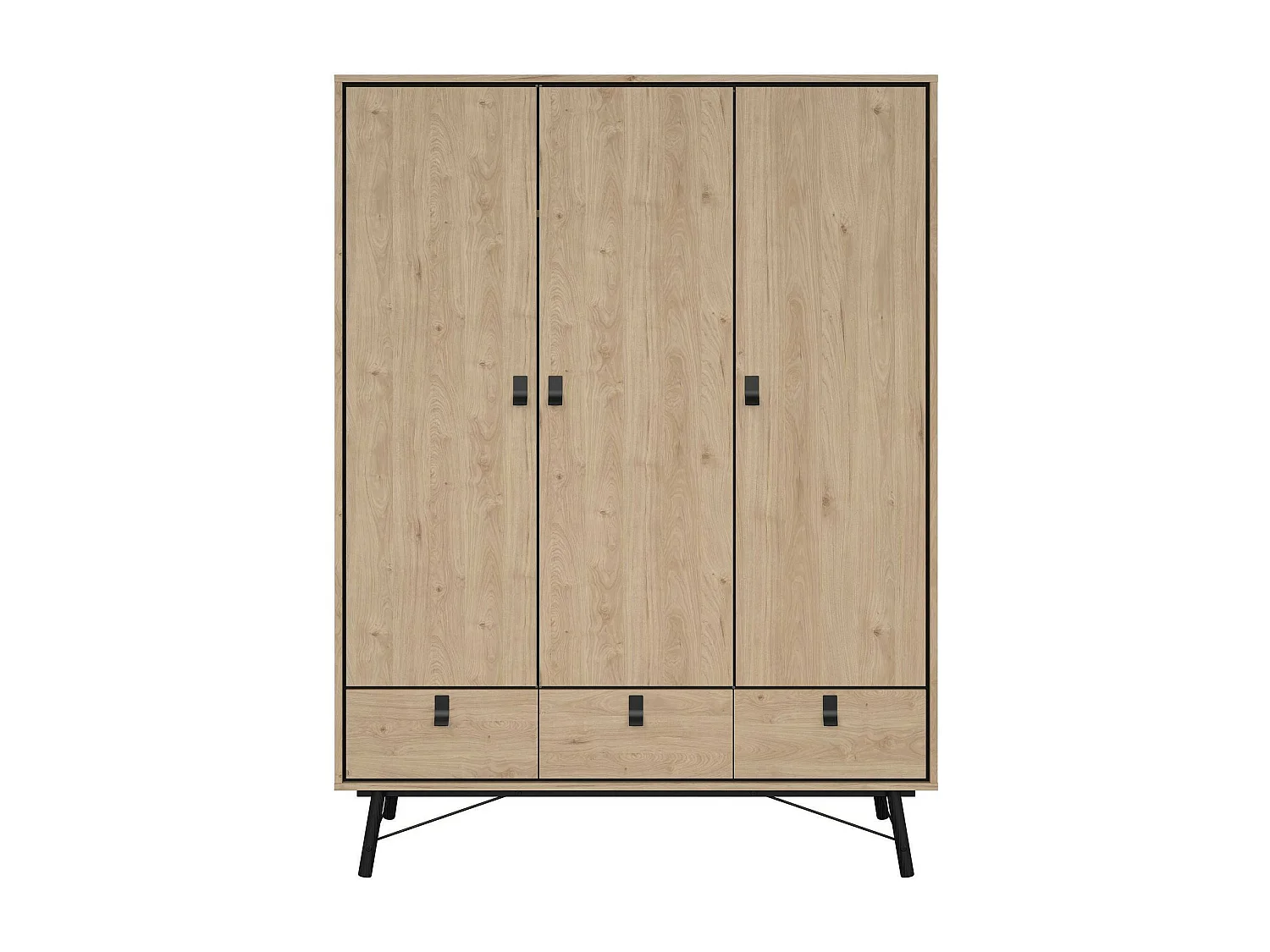 Garde-robe 3 portes Dsalvion, Meubles de chambre, Penderie de plain-pied, Placard à vêtements, 150x60 h200 cm, Chêne clair