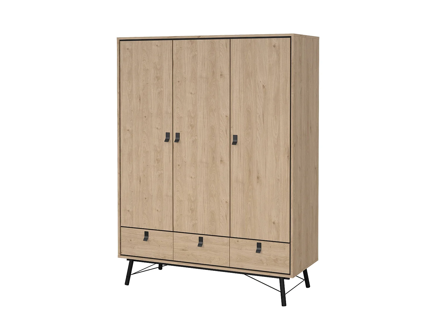 Garde-robe 3 portes Dsalvion, Meubles de chambre, Penderie de plain-pied, Placard à vêtements, 150x60 h200 cm, Chêne clair