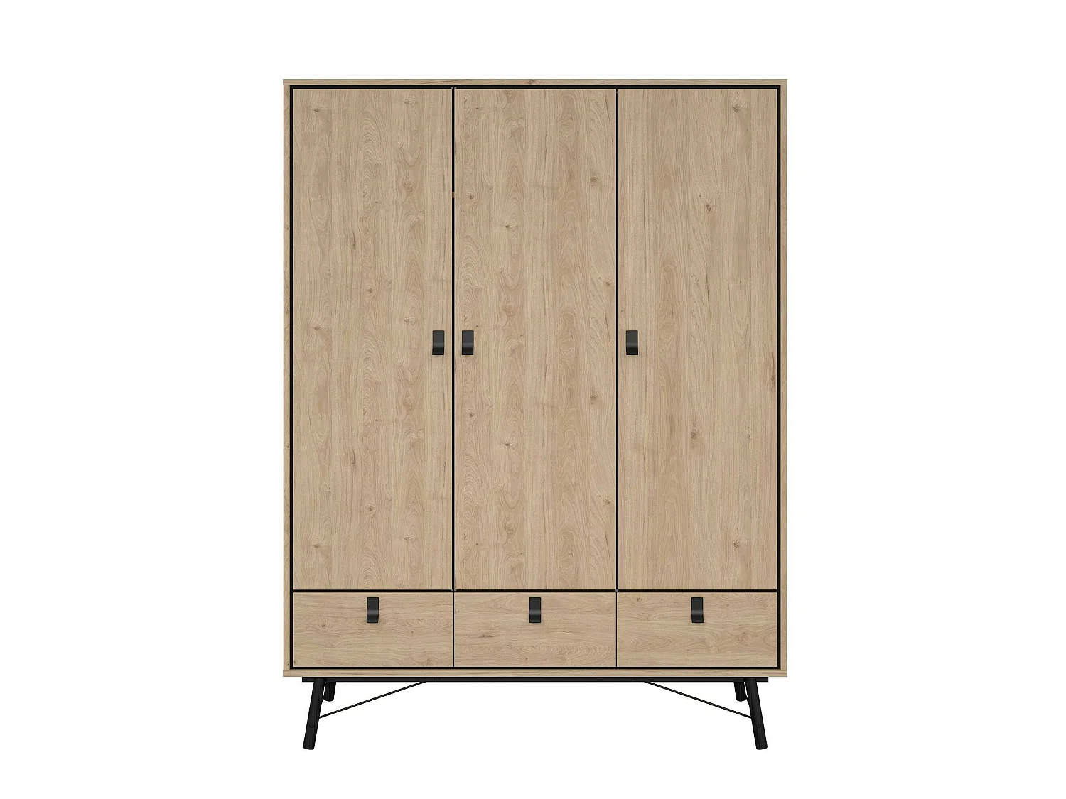 Garde-robe 3 portes Dsalvion, Meubles de chambre, Penderie de plain-pied, Placard à vêtements, 150x60 h200 cm, Chêne clair