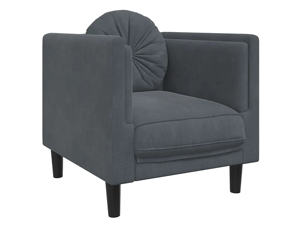 Set di Divani 3 pz con Cuscini Grigio Scuro in Velluto