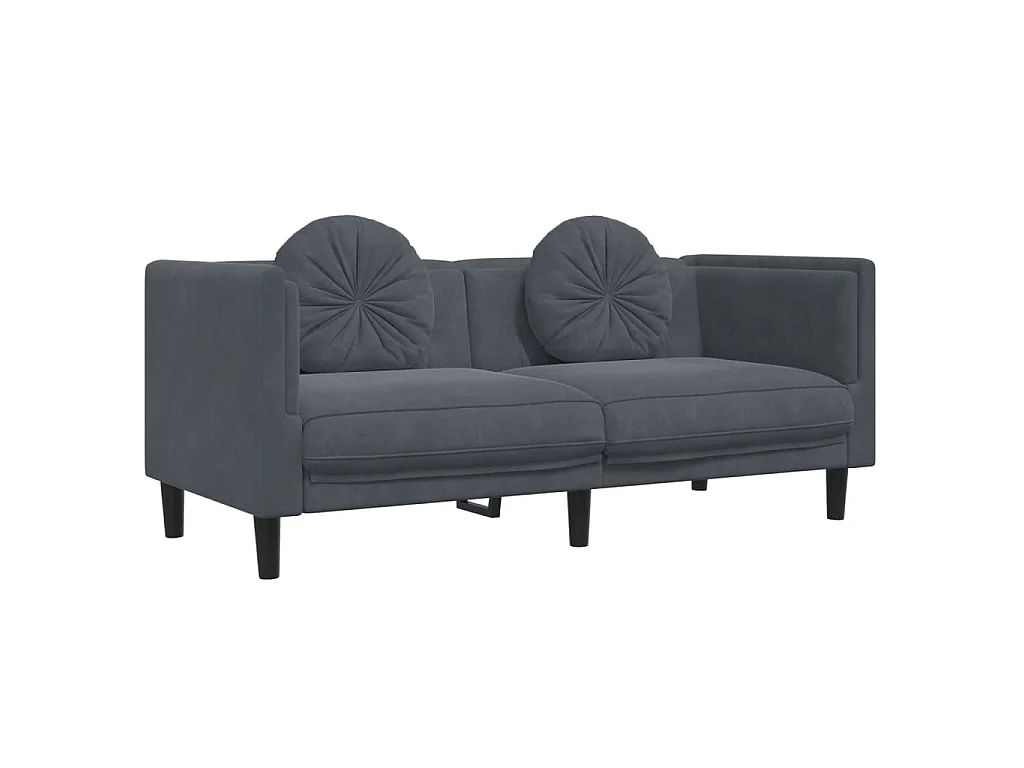 Set di Divani 3 pz con Cuscini Grigio Scuro in Velluto