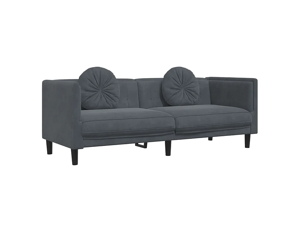 Set di Divani 3 pz con Cuscini Grigio Scuro in Velluto