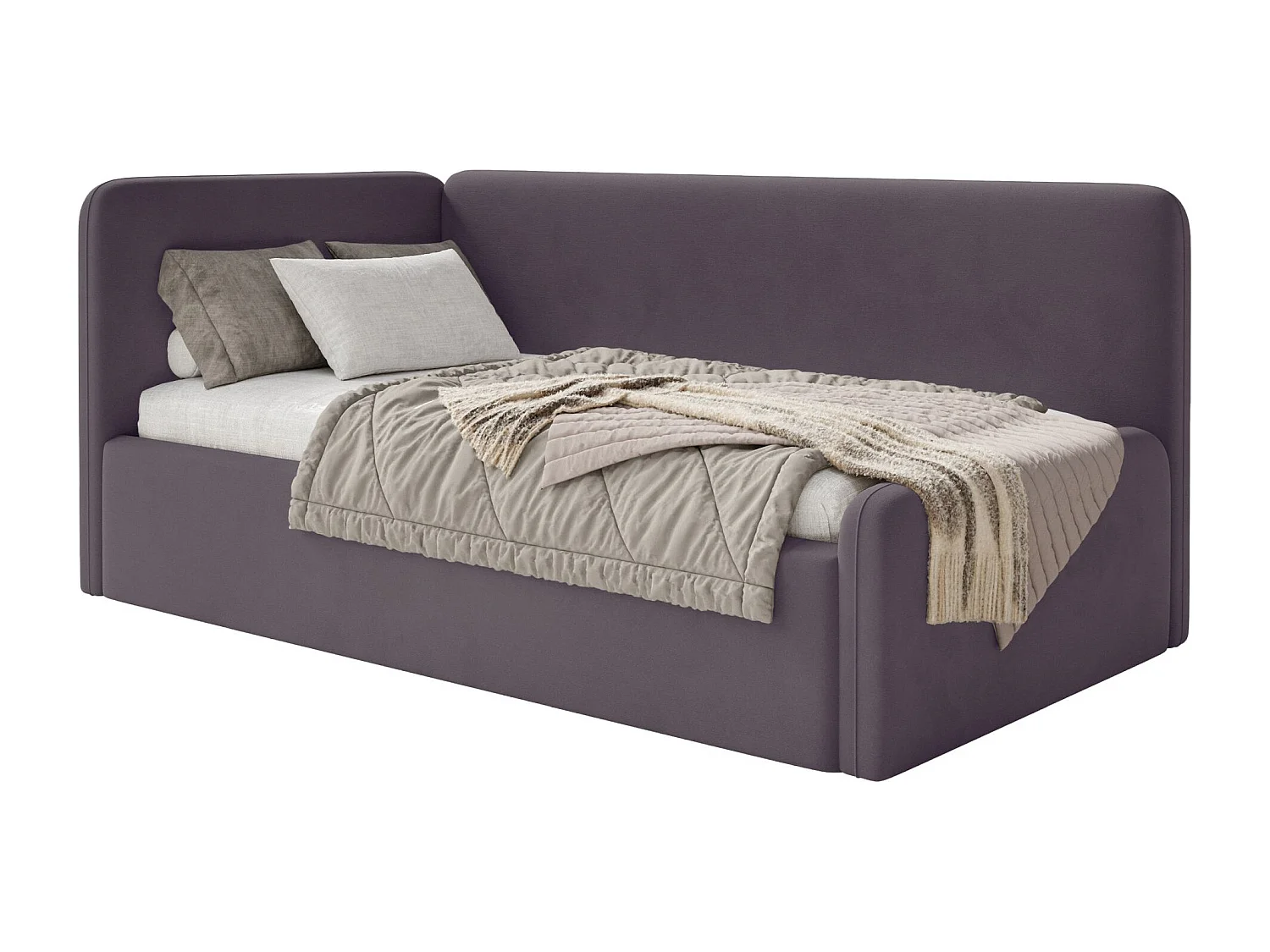 Tienerbed met hoofdbord links – opbergruimte – paars – 90x200 cm – FANKO