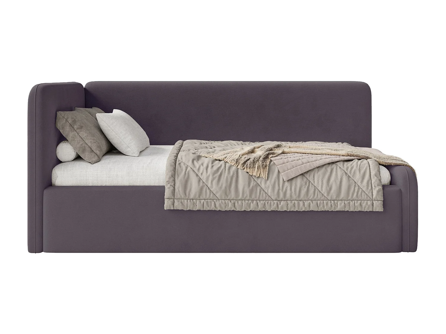 Tienerbed met hoofdbord links – opbergruimte – paars – 90x200 cm – FANKO