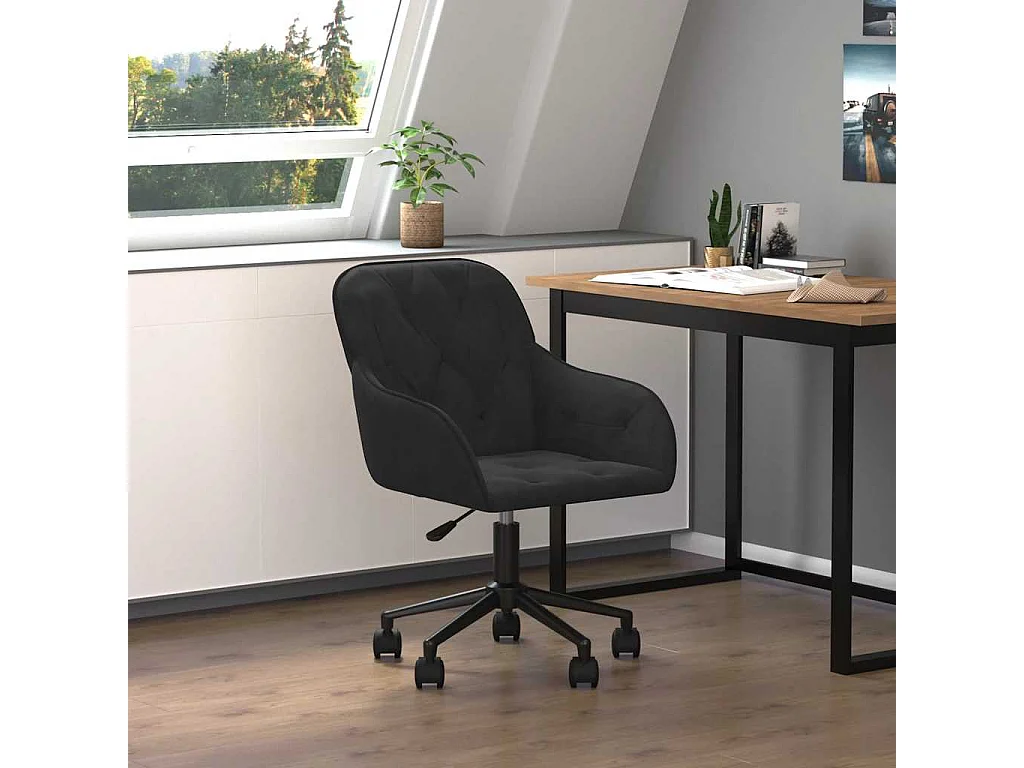 Bürostuhl Drehbar Schwarz Samt