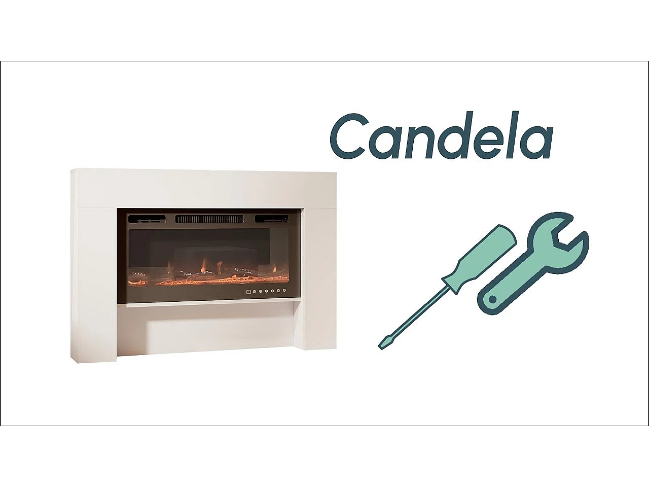 Mueble con chimenea para Salón comedor en Blanco 127,4x21x86,6cm Candela