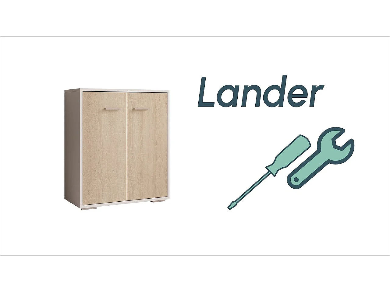 Bahut Buffet bas pour Salon Salle à manger en Noyer Ambar et Gris 60x30x71cm Lander L2