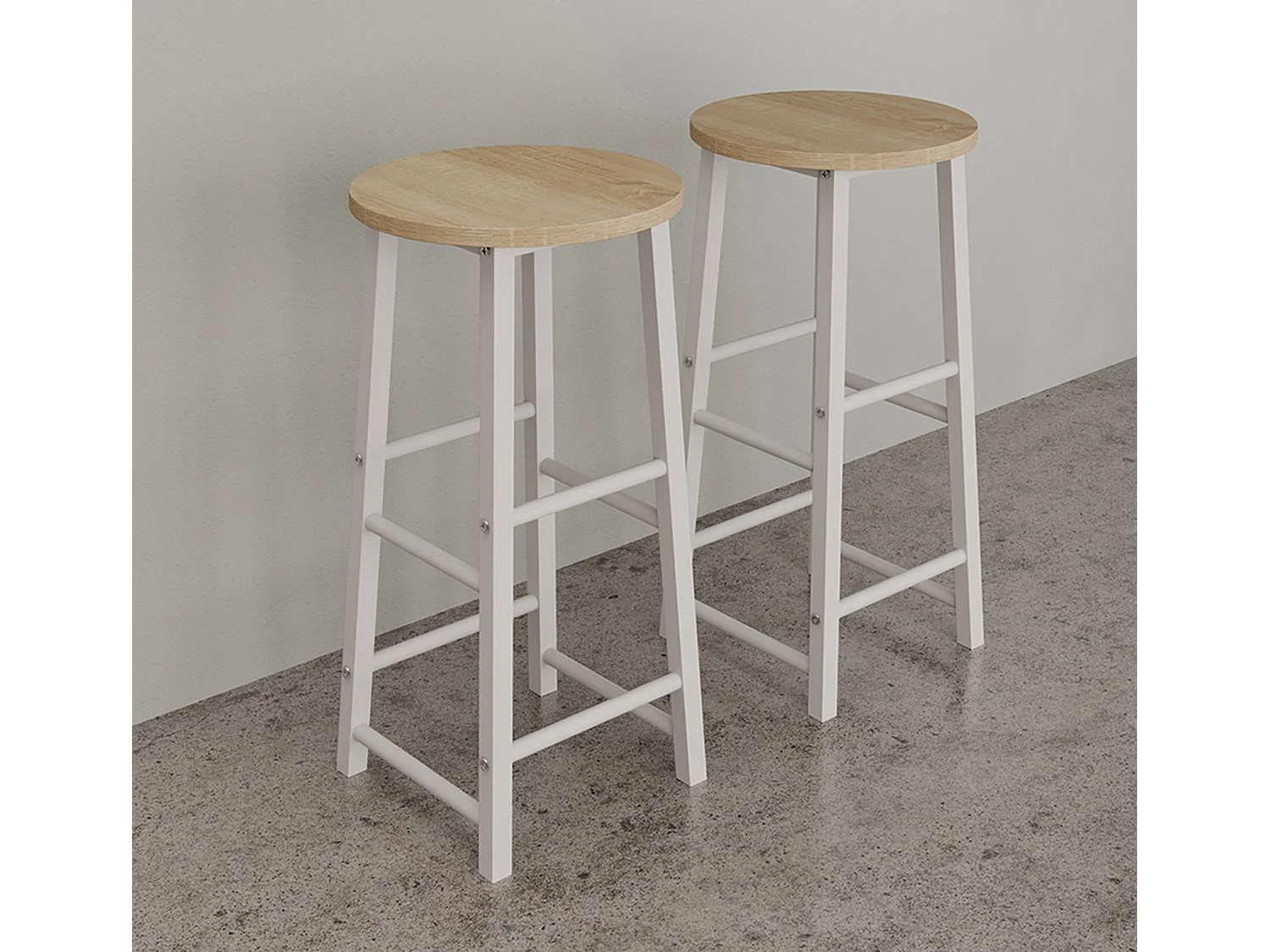 Tabourets pour Cuisine Salle à manger en Blanc et Sonoma 33x33x71cm Lucca