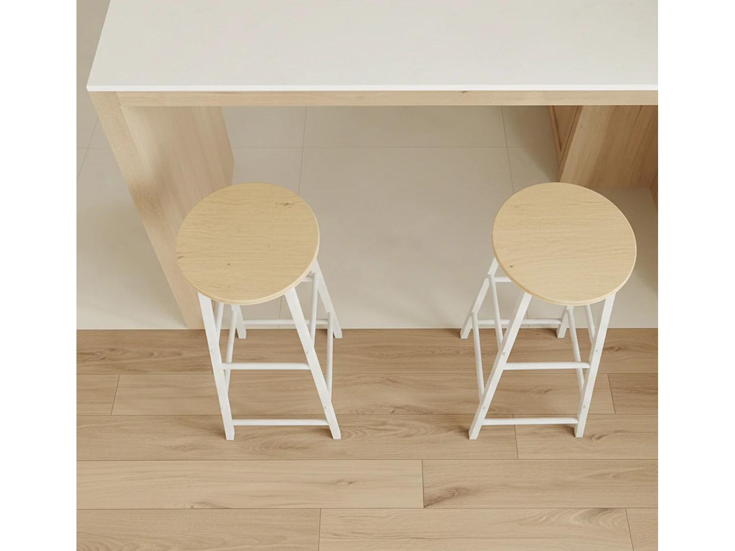 Tabourets pour Cuisine Salle à manger en Blanc et Sonoma 33x33x71cm Lucca