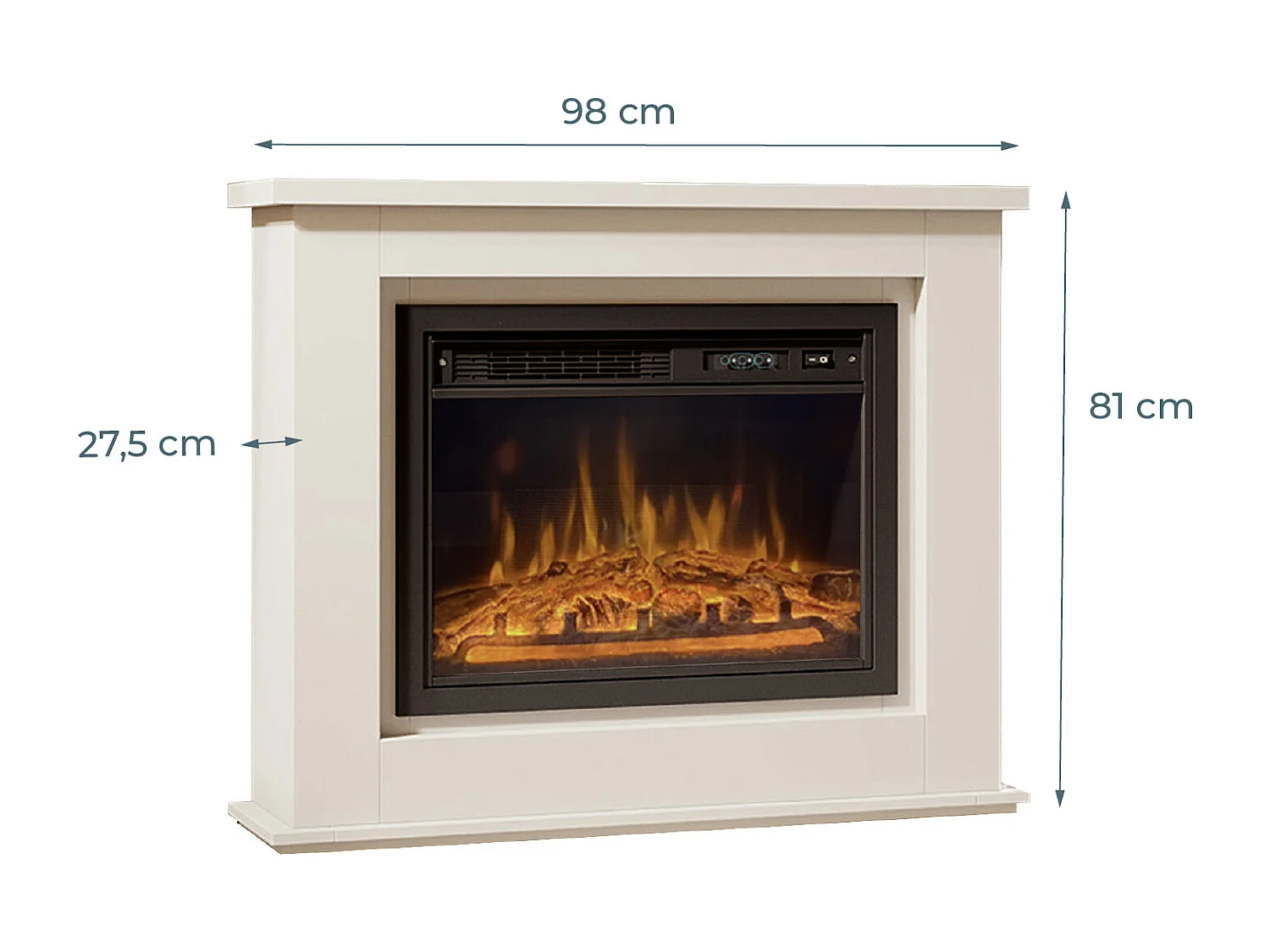 Mueble con chimenea para Salón comedor en Blanco 98x27,5x81cm Alaska