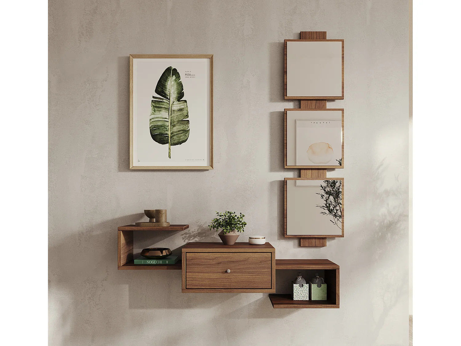 Recibidor para Entrada Pasillo en Nogal Ambar 99x22x145cm Neo