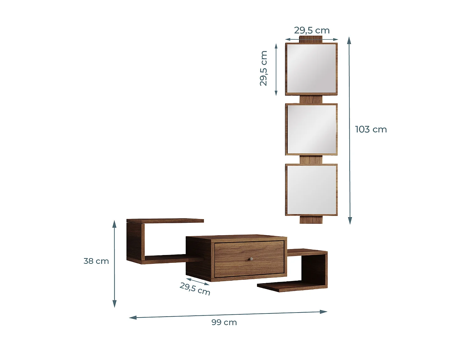Recibidor para Entrada Pasillo en Nogal Ambar 99x22x145cm Neo