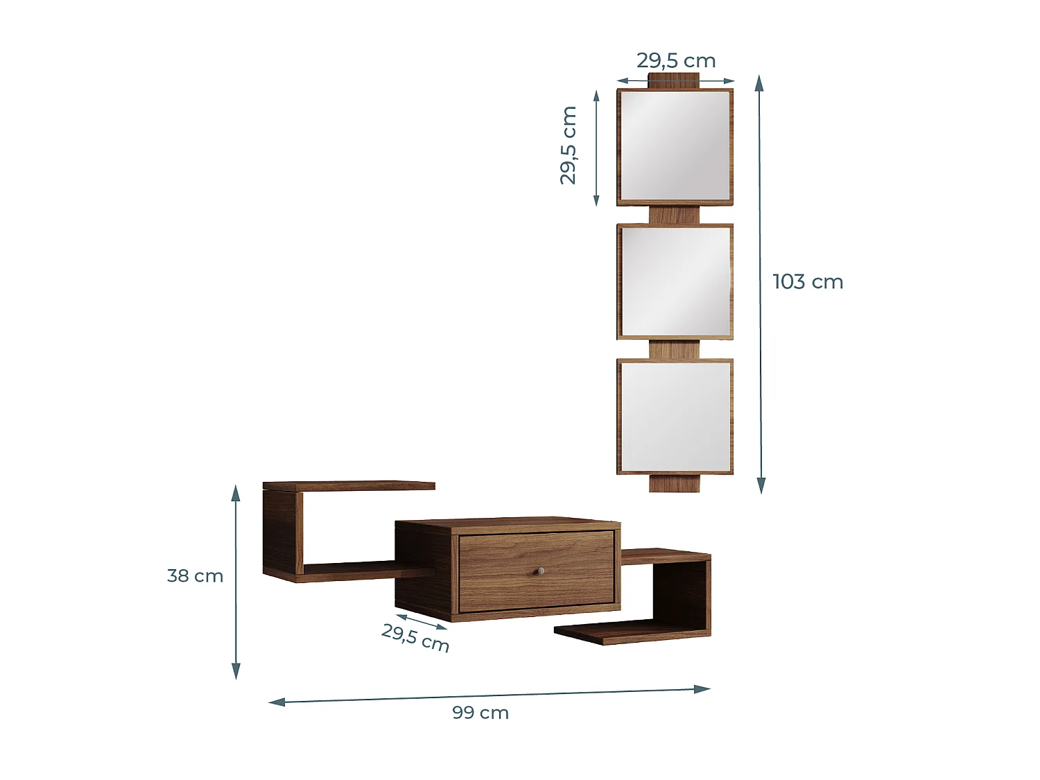 Recibidor para Entrada Pasillo en Nogal Ambar 99x22x145cm Neo