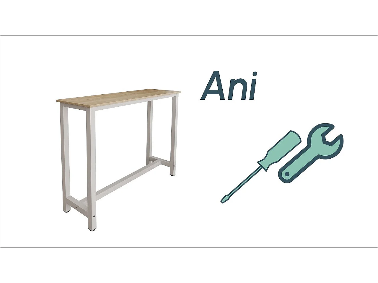 Table haute avec 2 tabourets en Noir et Sonoma 120x40x100cm Ani